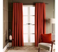 OHS Woven Texture Filled Curtains Thermal Eyelet Blackout in Burnt Orange | Size: 229 cm width x 229 cm drop OHS Burnt Orange 229 cm width x 229 cm drop