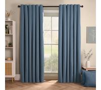 OHS Woven Texture Pair Of Eyelet Curtains in Blue | Size: 117 cm width x 183 cm drop OHS Blue 117 cm width x 183 cm drop