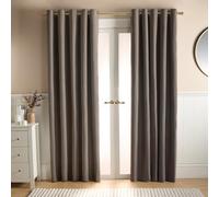 Ohs Woven Texture Pair Of Eyelet Curtains, Mink - 90 X 90"