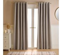 Ohs Woven Texture Pair Of Eyelet Curtains, Natural - 46 X 54"