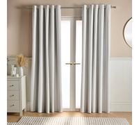 OHS Woven Texture Pair of Eyelet Curtains Ready Made Blackout in Cream | Size: 228 cm width x 228 cm drop OHS Cream 228 cm width x 228 cm drop