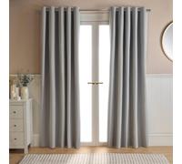 OHS Woven Texture Pair of Eyelet Curtains Ready Made Blackout in Silver | Size: 168 cm width x 137 cm drop OHS Silver 168 cm width x 137 cm drop