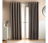 OHS Woven Texture Pair of Eyelet Curtains Ready Made Blackout in Taupe | Size: 168 cm width x 183 cm drop OHS Taupe 168 cm width x 183 cm drop
