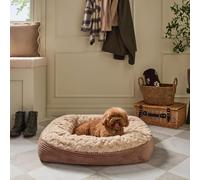 OHS XL Dog Bed Ribbed Faux Fur Plush Orthopedic Extra Large Dog Bed, Mink