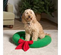 Ohs Xmas Bow Wreath Novelty Pet Bed Dog Cat Calming Cushion Mat
