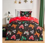 OHS Xmas Gaming Bedding Set Reversible Duvet Cover with Pillowcase in Black | Size: Double OHS Black Double