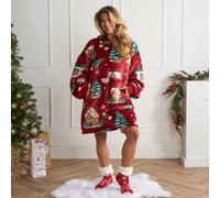OHS Xmas Hoodie Blanket Throw Sherpa Fleece Warm Plush Jumper Sweatshirt Super Soft