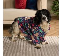Ohs Xmas Print Pet Dog Hoodie Blanket Soft Fleece Jumper, Gingerbread - S