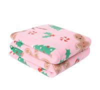 OHS Xmas Throw Over Bed Blanket Gingerbread Man Soft Warm in Pink OHS Pink