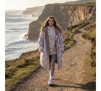 OHS Zebra Print Sherpa Lined Water Resistant Drying Changing Robe in Beige | Size: S/M OHS Beige S/M