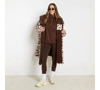 OHS Zebra Print Sherpa Lined Water Resistant Drying Changing Robe in Brown | Size: S/M OHS Brown S/M