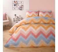OHS Zig Zag Duvet Cover Bedding Set Reversible Quilt Pillowcase, Yellow - Double