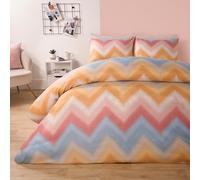 OHS Zig Zag Duvet Cover Bedding Set Reversible Stripe Quilt Pillowcases in Bright Yellow | Size: Double OHS Bright Yellow Double