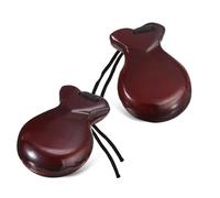 Ohsilv 2 PCS Spanish Castanets Flamenco Castanets with String Traditional Wood Hand Percussion Castanets(Brown)