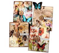 Ohsilv 80 Sheets Vintage Butterfly Honeybee Flowers Garden Scrapbook Paper - Aesthetic Junk Journals Decorative Paper