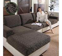 OHSIO Sofa Covers for Sectional, Stretch Cushion Cover, Soft Flexible Non-Slip Slipcovers, Washable Wear-Resistant Sofa Seat & Furniture Protector(1 Piece Chaise Cover, Brown)