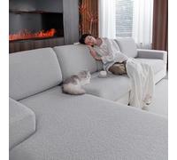 OHSIO Sofa Covers for Sectional, Stretch Cushion Cover, Soft Flexible Non-Slip Slipcovers, Washable Wear-Resistant Sofa Seat & Furniture Protector(1 Seat Cover XL, Light Gray)