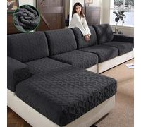OHSIO Sofa Covers for Sectional, Stretch Cushion Cover, Soft Flexible Non-Slip Slipcovers, Washable Wear-Resistant Sofa Seat & Furniture Protector(1 Piece Oversized Sofa Cushion, Dark Gray)