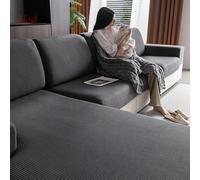 OHSIO Stretch Sofa Covers for Sectional Couch - Soft Washable Sofa Slipcovers 2 3 4 Seater, Pet-Friendly, Anti-Slip Furniture Protector(1 Piece Armrest Sofa Cover, Dark Gray/Striped)