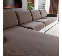 OHSIO Stretch Sofa Covers for Sectional Couch - Soft Washable Sofa Slipcovers 2 3 4 Seater, Pet-Friendly, Anti-Slip Furniture Protector(1 Piece Chaise Cover, Brown/Striped)