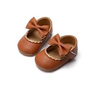 ohsofy Girls Mary Jane Shoes Toddler Bow Glitter Ballet Princess Flats Non-Slip Sole Hook Loop Wedding Party Dress Shoes(Toddler/Little Kid), 2-C4 Coffee, 0-6 Months Infant