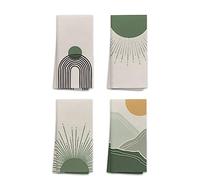 OHSUL Abstract Boho Green Sun Sunrise Sunset Sunshine Rainbow Mountain Highly Absorbent Kitchen Towels Dish Towels Dishcloth Set of 4,Boho Mid Century Hand Tea Towels for Bathroom Kitchen Decor