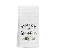 OHSUL Grandma Kitchen Towels,Best Grandma Gifts,World's Best Grandma Floral Kitchen Towels Dish Towels Dishcloth,Mother's Day Birthday Thanksgiving Gifts for Grandma,Grandma Gifts from Grandchildren