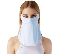 OhSunny Neck Gaiter Face Scarf Cover Sun Protection Balaclava Cloth Bandanas with Ear Loops (Light Blue)