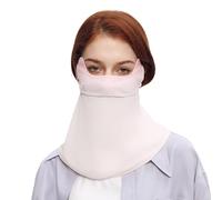 OhSunny Neck Gaiter Face Scarf Cover Sun Protection Balaclava Cloth Bandanas with Ear Loops (Pink&White)