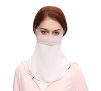 OhSunny Neck Gaiter Face Scarf Cover Sun Protection Balaclava Cloth Bandanas with Ear Loops (Purple&White)