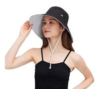 OhSunny Sun Hats for Men Women UPF 50+ Wide Brim Fishing Hat UV Protection Ponytail Beach Gardening Hat SLH6M017T Black&Grey