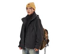 OhSunny Women Men Rain Jacket Windproof Waterproof Outdoor Shell Hooded Raincoat Interchange Jacket SNC5T469T Black M