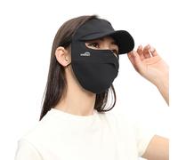 OhSunny Women Wide Brim Anti UV Face Cover UPF 50+ Full Face Mask Breathable Sunscreen Sports Face Covering SLN4M237 (Black)