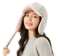 OhSunny Women Winter Trapper Hat with Earflaps Cozy Russian Bomber Hat Thick Trooper Hat Skating Skiing SNH1T210 Grey&Pink