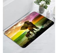 OHTMTHO 17"x24" Bathroom Rugs Non Slip Washable Bath Mat Small Door Floor Mat Printed with Colorful Seaside Elephants