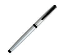OHTO CR02 Ceramic Ballpoint Pen with 0.5mm Fine Tip, Medium Strength Aluminum Body with Brass Components, Matte Silver Finish, Refillable Technology, Ink