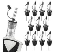 Ohtomber 12PCS Liquor Pour Spout - Stainless Steel Speed Tapered Olive Oil Alcohol Dispenser Pour Spouts for Liquor Bottles with Dust Caps, Bar Accessories Bar Tools