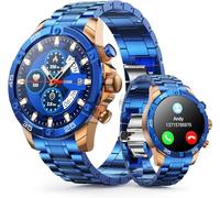 OHUGNA Smart Watches(Answer/Make Call), 1.53" Luxury Business Smartwatch for Men IP67 Waterproof, 100+ Sport Modes, Fitness Activity Tracker, Heart Rate Sleep Monitor, Pedometer (Blue)