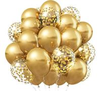 OHugs Gold Balloons - Pack of 50 Pcs 12 Inch 40 Metallic Gold & 10 Confetti Balloons for Baby Shower Decorations, Birthday Party, Wedding Celebrations, Funeral, Engagement, Retirement