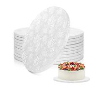 Ohuhu 10 Pack 12" Cake Board, 12mm Thick Round Cake Plate, Elegant Maple Leaf Pattern, Greaseproof Cardboard Base with Wrapped Edges, Sturdy Cake Drum for Wedding Cake & Birthday Treat