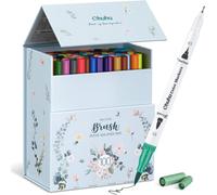 Ohuhu 100-Color Waterbased Dual Tip Art Markers Set for Adult Coloring Books (Fine & Brush Tips) - Maui, White