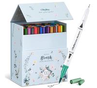 Ohuhu 100 Colouring Pens, Dual Tip Brush Pens Felt Tip Pens Art Markers Set with Fineliner for Adults Colouring Book Drawing Calligraphy Sketching Journal, Maui - White Storage Case