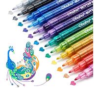 Ohuhu 12 Metallic Glitter Markers, Fine Tip, Water-based Ink