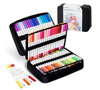 Ohuhu 120 Colours Colouring Pens, Paper-Friendly No Peeling Water-Based Markers, Dual Tips Brush Pens for Kids Adult Colouring Books, Coloring Markers for Calligraphy Drawing Journal - Pupe Series