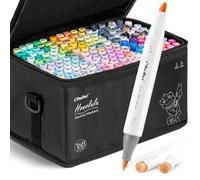 Ohuhu 168 Colour Brush Colouring Markers Set, Dual Tip, Brush & Chisel Sketch Marker for Artist, Students, Brush Markers for Sketching, Colouring, Calligraphy, Drawing and Illustration Markers