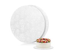 Ohuhu 2 Pack 12" Cake Board, 12mm Thick Round Cake Plate, Elegant Maple Leaf Pattern, Greaseproof Cardboard Base with Wrapped Edges, Sturdy Cake Drum for Wedding Cake & Birthday Treat