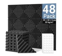 Ohuhu 48 Pack Acoustic Foam Panels, 2" X 12" X 12" Sound Proof Foam Panels Soundproofing Noise Cancelling Panels for Podcasting Home Office Recording Studio