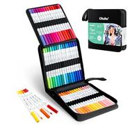 Ohuhu 60 Colours Colouring Pens, Paper-Friendly No Peeling Water-Based Markers, Dual Tips Brush Pens for Kids Adult Colouring Books, Coloring Markers for Calligraphy Drawing Journal - Pupe Series