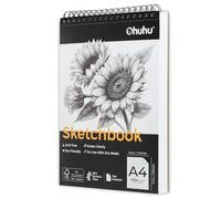 Ohuhu A4 Sketchbook - Bamboo Fiber Sketch Book - No Peeling & Easy to Erase - 100 Sheets (200 Pages) - Top Spiral-Bound - 110GSM Acid-Free Drawing Book for Pencils Colored Pencils & Charcoal