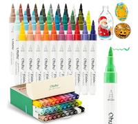 Ohuhu Acrylic Markers Brush Tip, 30 Colours High capacity High Opacity Waterproof Lightfast Acrylic Paint Pens for Rock Painting Easter Eggs Wood Glass Ceramic Canvas